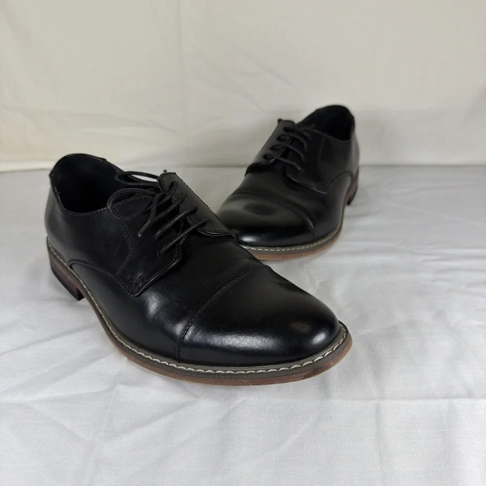 Vostey Men's Wingtip Brogue Oxford Dress Shoes Black Lace-Up Size 8 Classic